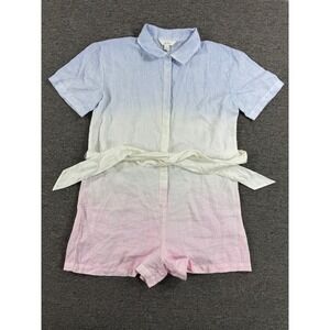 Lilly Pulitzer Dresher Romper Womens 8 Pastel Ombre Linen Button Down Chambray
